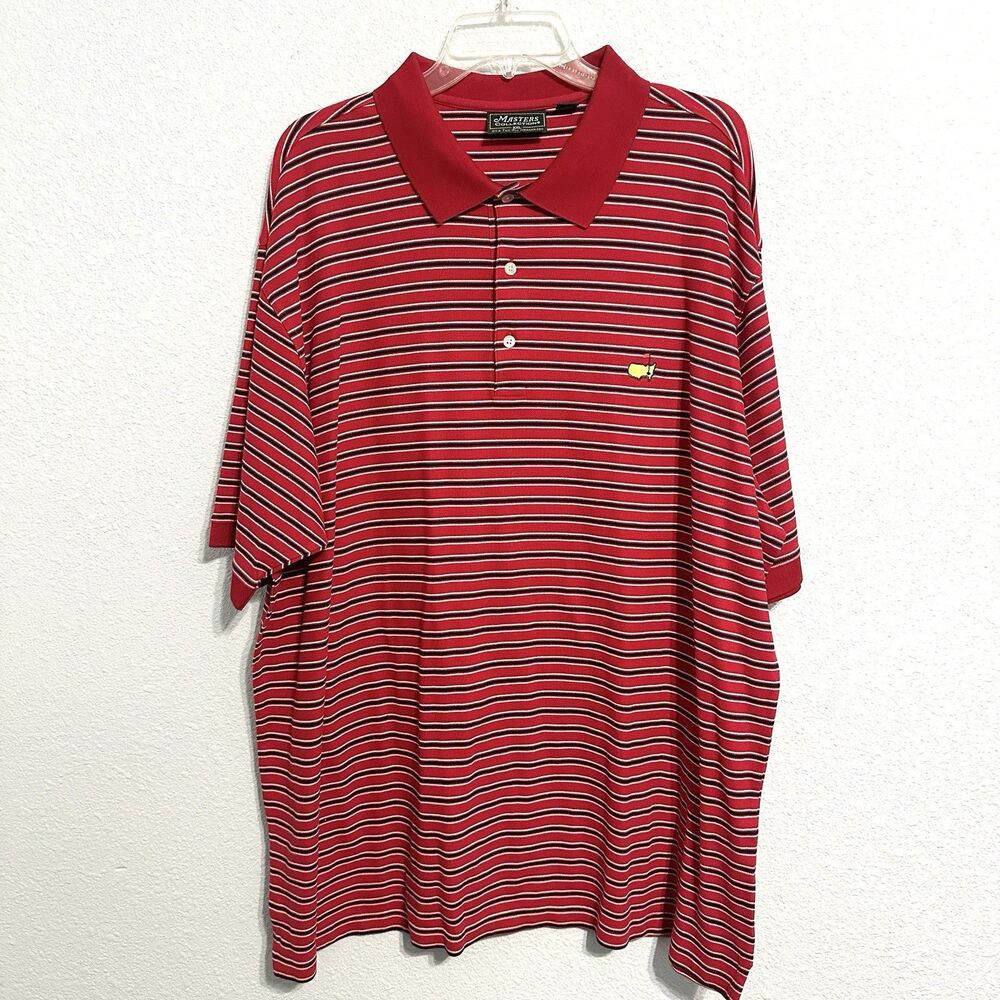 Masters Collection Polo Shirt Mens XXL Red Stripe Augusta National Prima Cotton